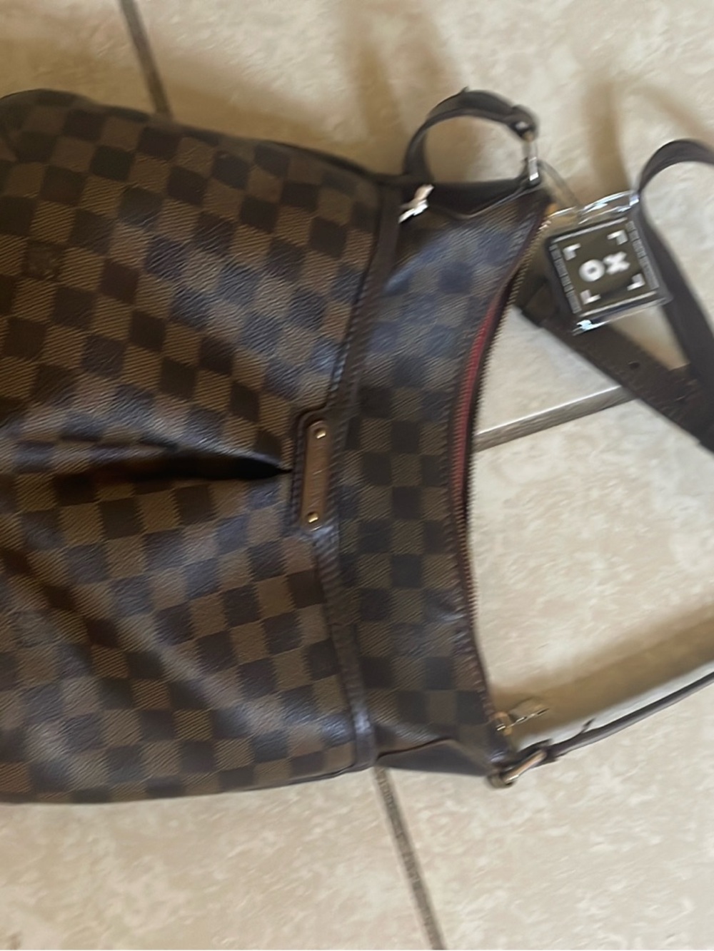 Louis Vuitton Brown Damier Ebene Shoulder Bag with Dark Brown Trim
